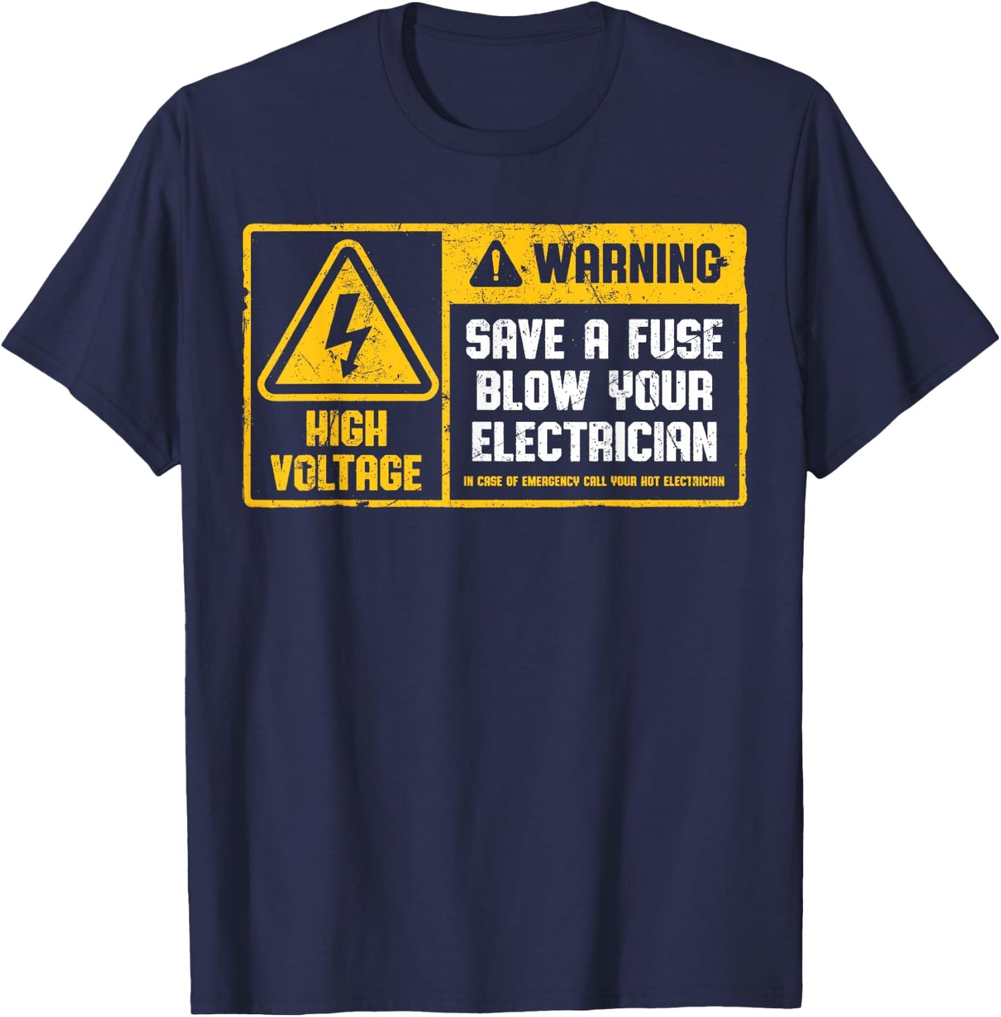 Electrician Save A Fuse Funny Lineman Wireman Retro Vintage T-Shirt - T-Shirt | Navy
