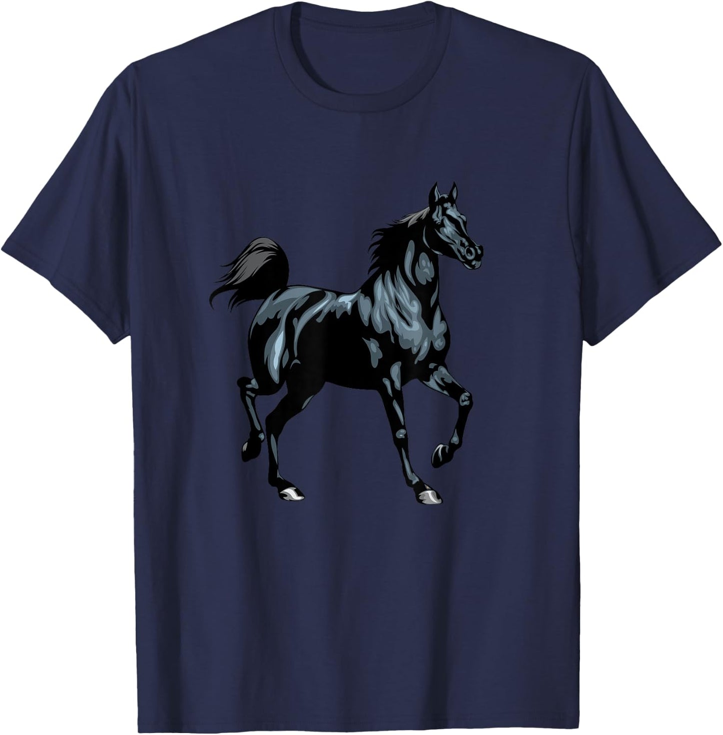 Realistic Black Arabian Horse Arabian Horse Funny T-Shirt - T-Shirt | Navy