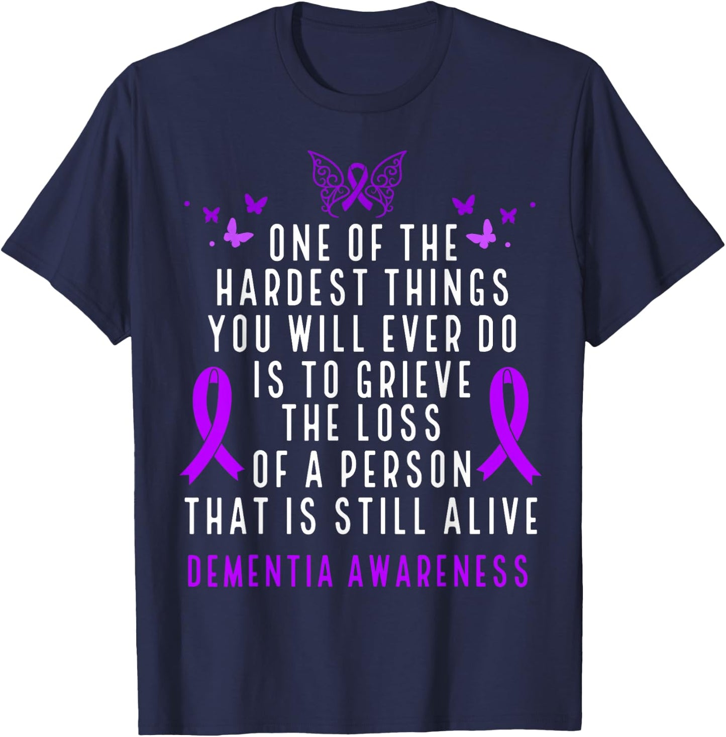 Dementia Awareness Month Butterfly Warrior Alzheimers T-Shirt - T-Shirt | Navy