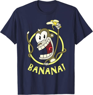 Happy Cartoon Banana Monkey.Cool, Funny and Cute. T-Shirt - T-Shirt | Navy