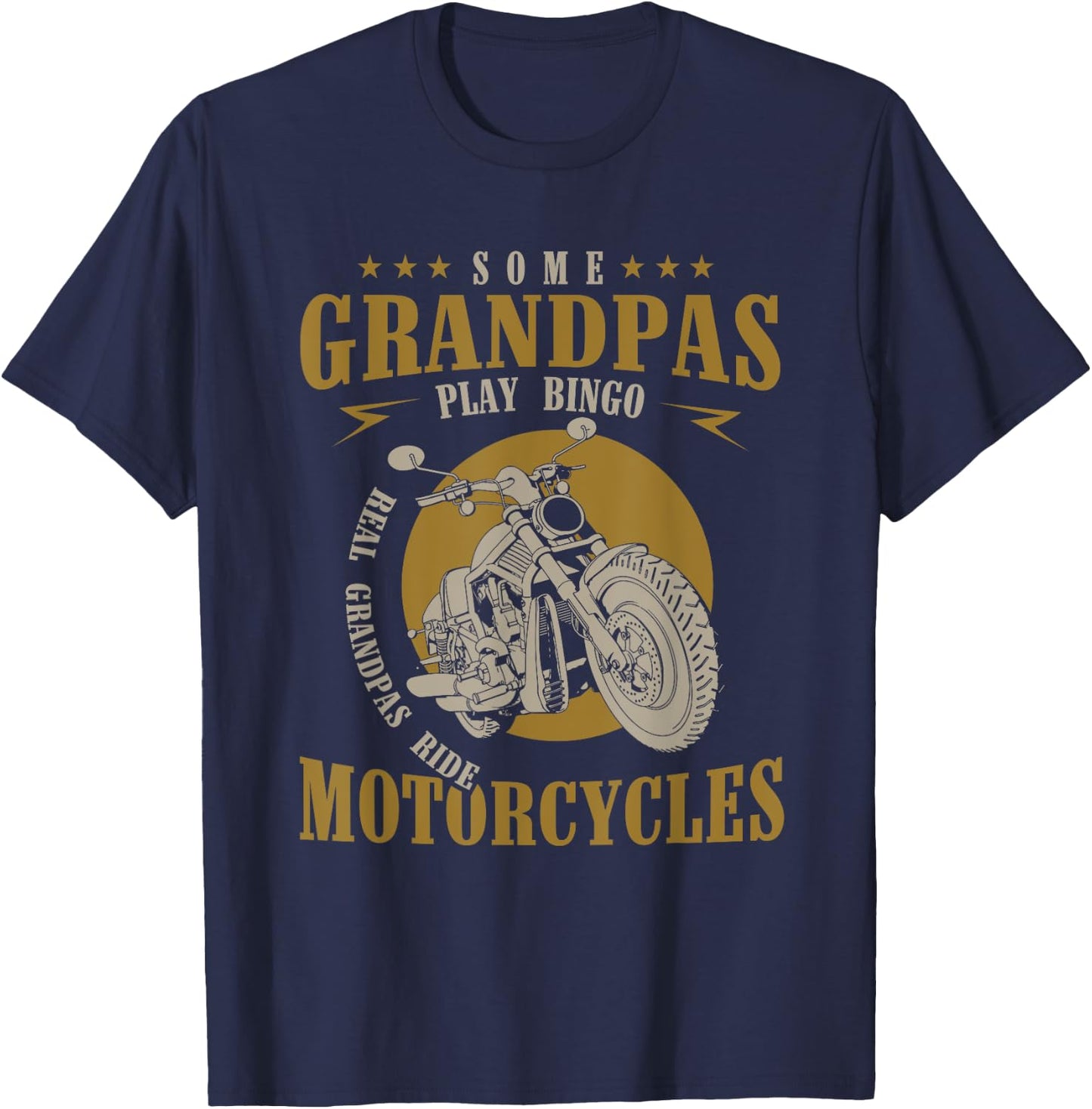 Real Grandpas Ride Motorcycles Funny Grandpa Gift Biker T-Shirt - T-Shirt | Navy
