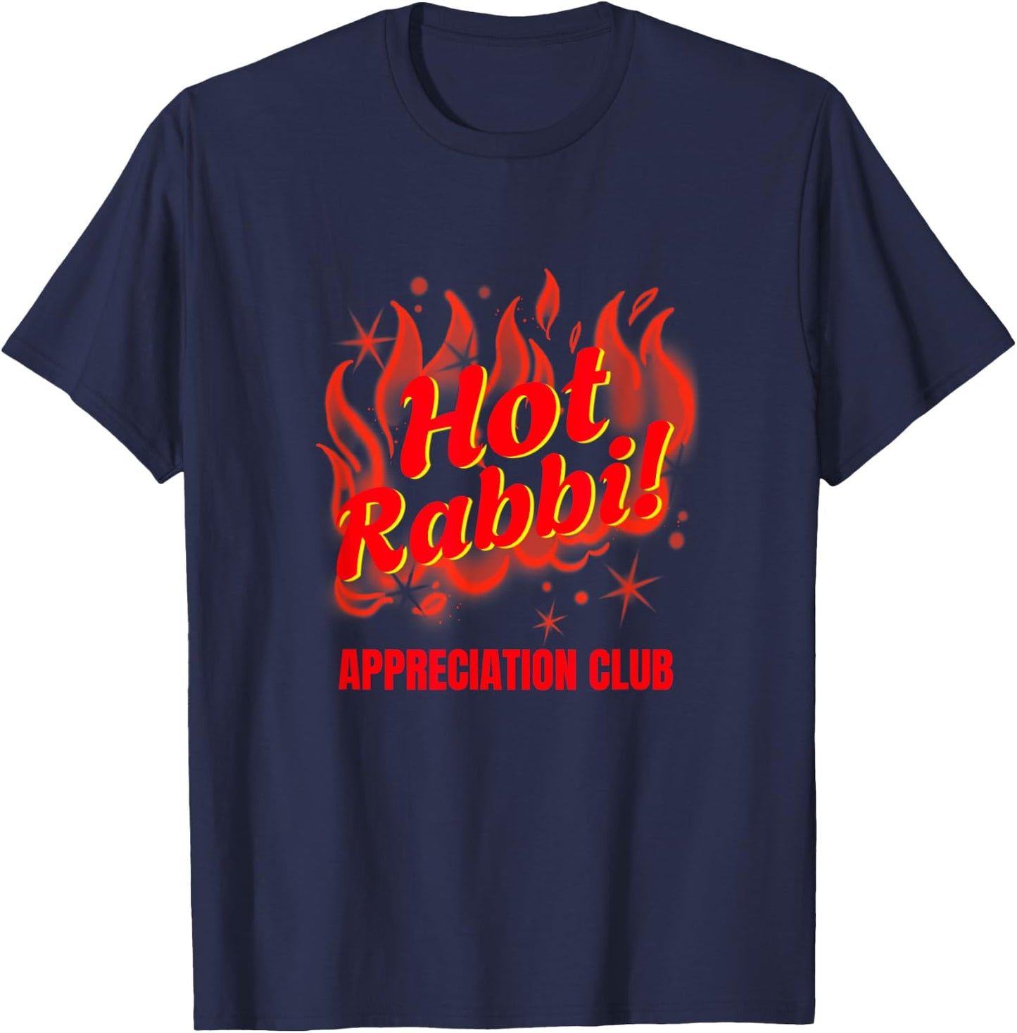 Funny Sexy Temple Hot Rabbi Appreciation Club Flames Jewish T-Shirt - T-Shirt | Navy