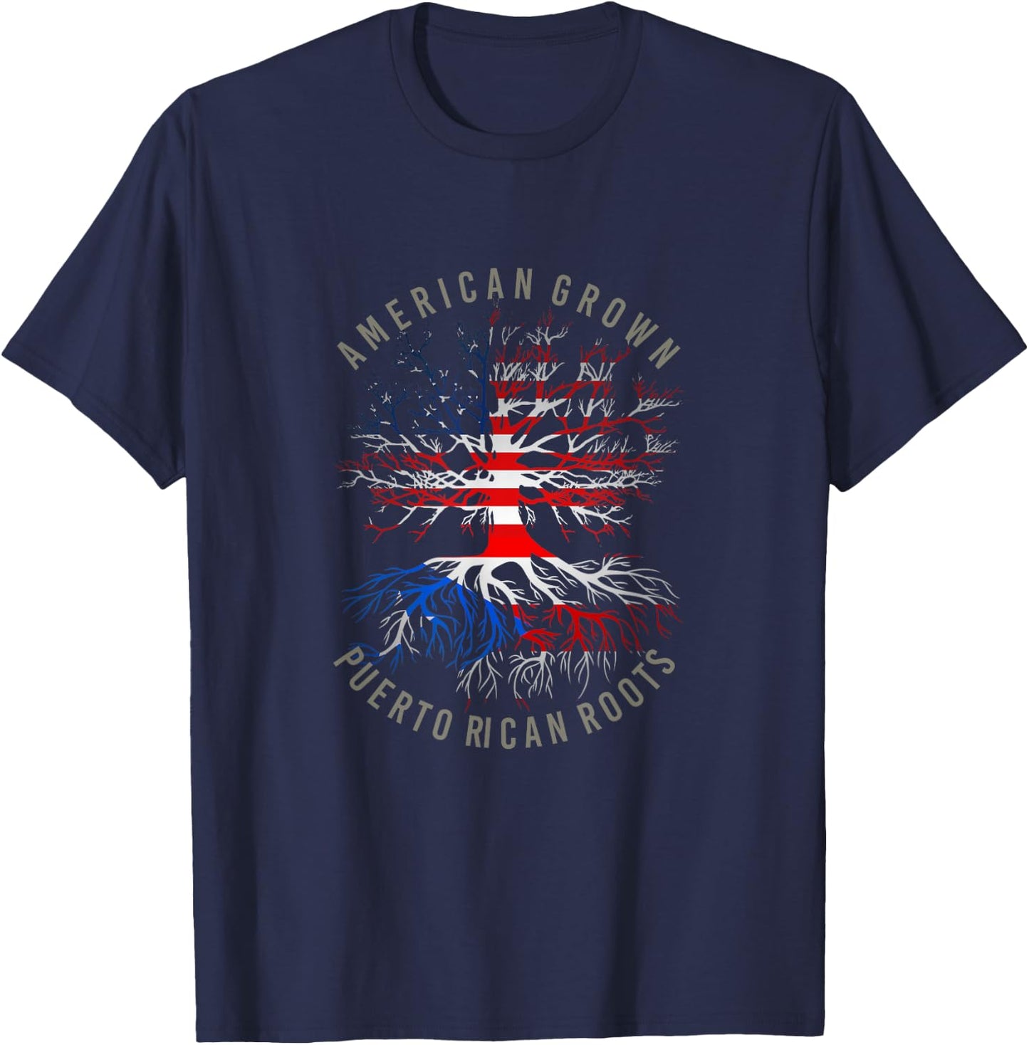 American Grown Puerto Rican Roots USA Rico Flag Heritage T-Shirt - T-Shirt | Navy