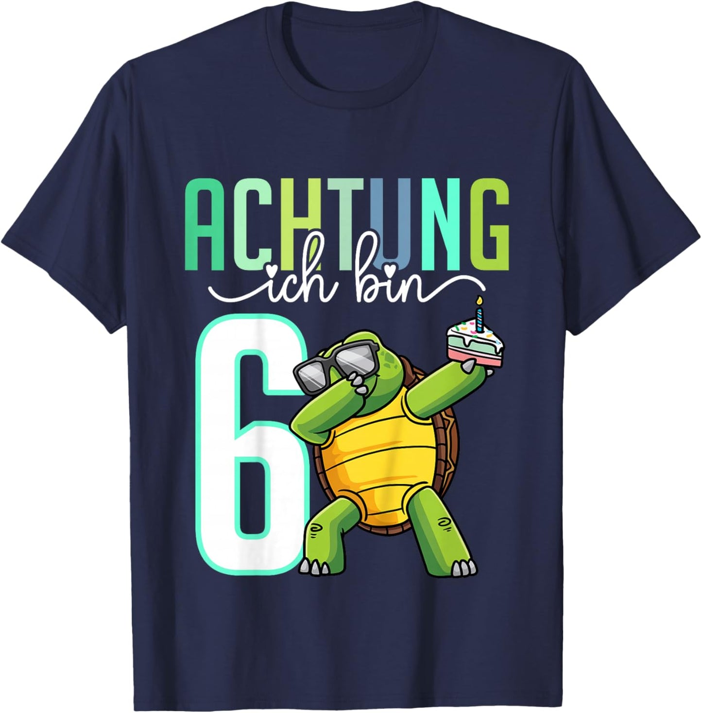 Sechster Geburtstag 6 Jahre Schildkröte 6. Geburtstag T-Shirt - T-Shirt | Navy
