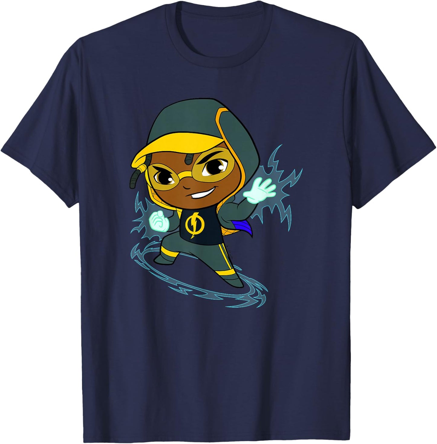 DC Super Friends Static Shock Big Character Portrait T-Shirt - T-Shirt | Navy