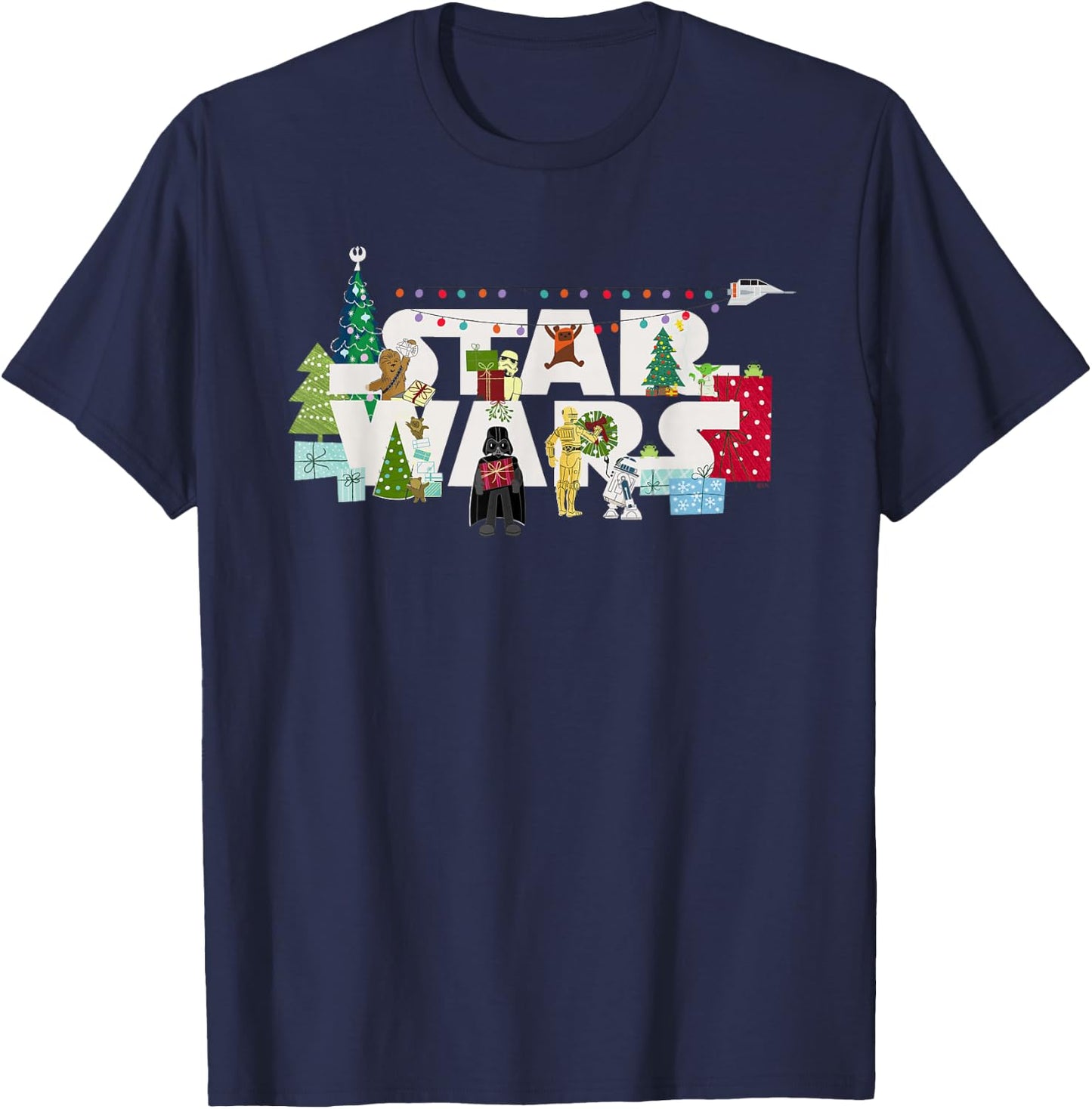 Star Wars Christmas Logo Holiday Celebration T-Shirt - T-Shirt | Navy