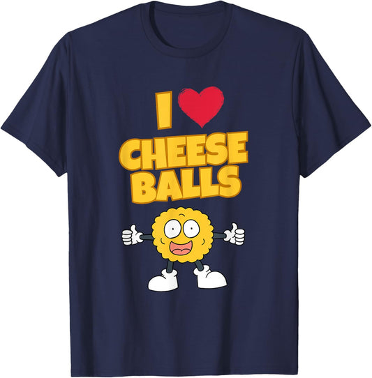 I Love Cheese Balls Cute Snack Enthusiast Art T-Shirt - T-Shirt | Navy
