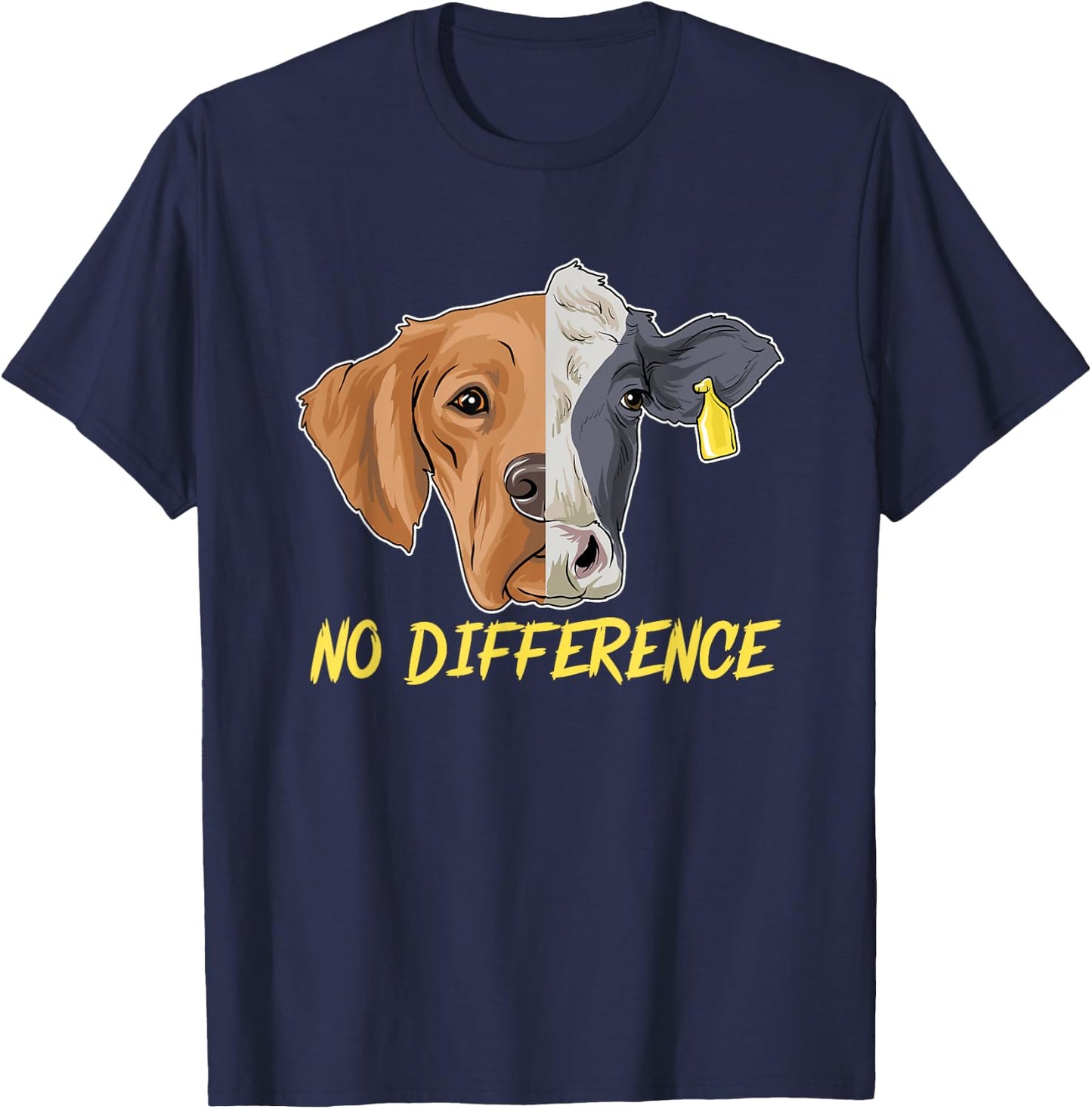 No Difference Vegan Vegetarian Gift Cow Dog Animal Lover Women Girls Kids T-Shirt - T-Shirt | Navy