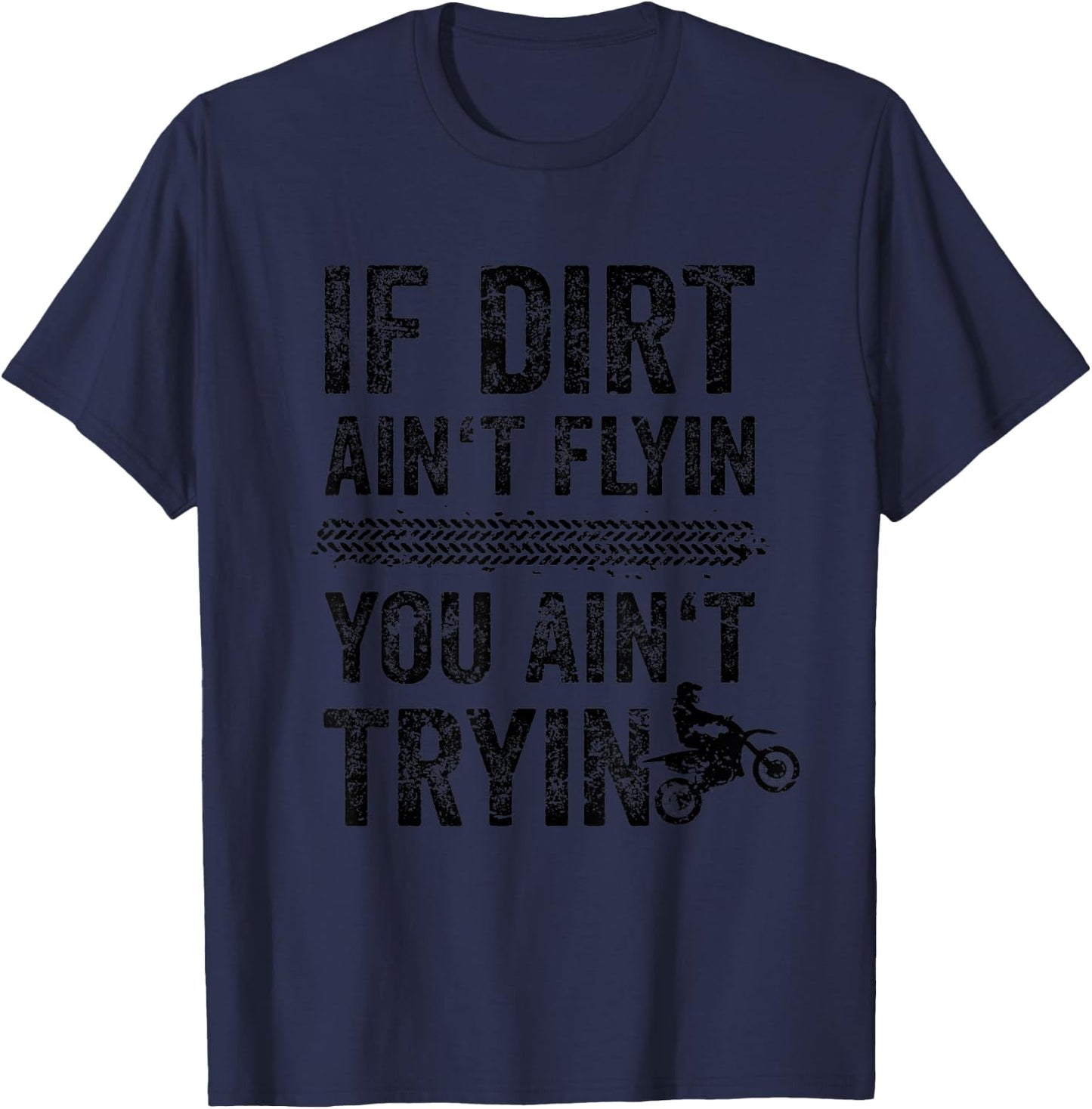 Funny Dirt Bike Accessories MX Apparel Tire Tracks Motocross T-Shirt - T-Shirt | Navy