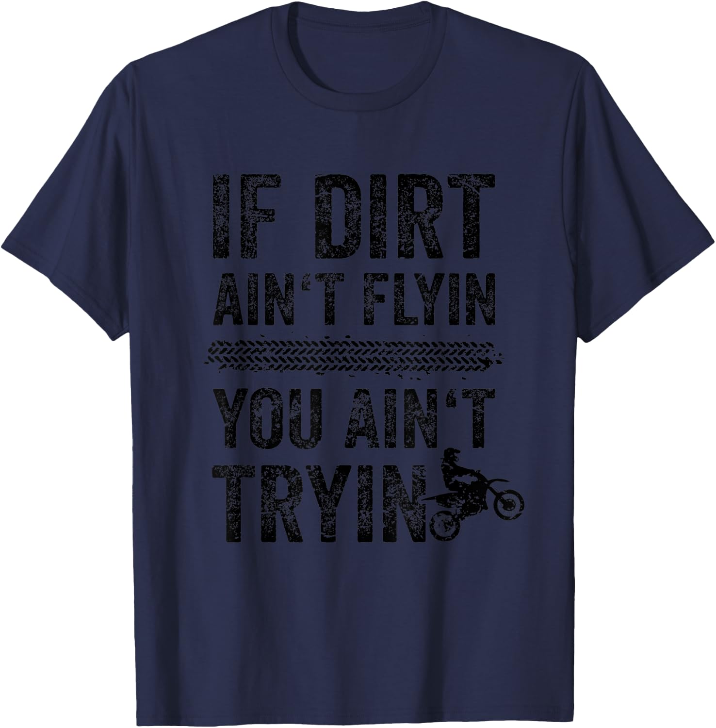 Funny Dirt Bike Accessories MX Apparel Tire Tracks Motocross T-Shirt - T-Shirt | Navy