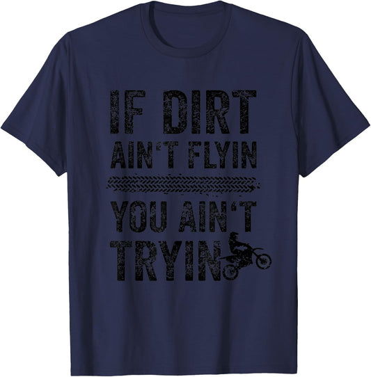 Funny Dirt Bike Accessories MX Apparel Tire Tracks Motocross T-Shirt - T-Shirt | Navy