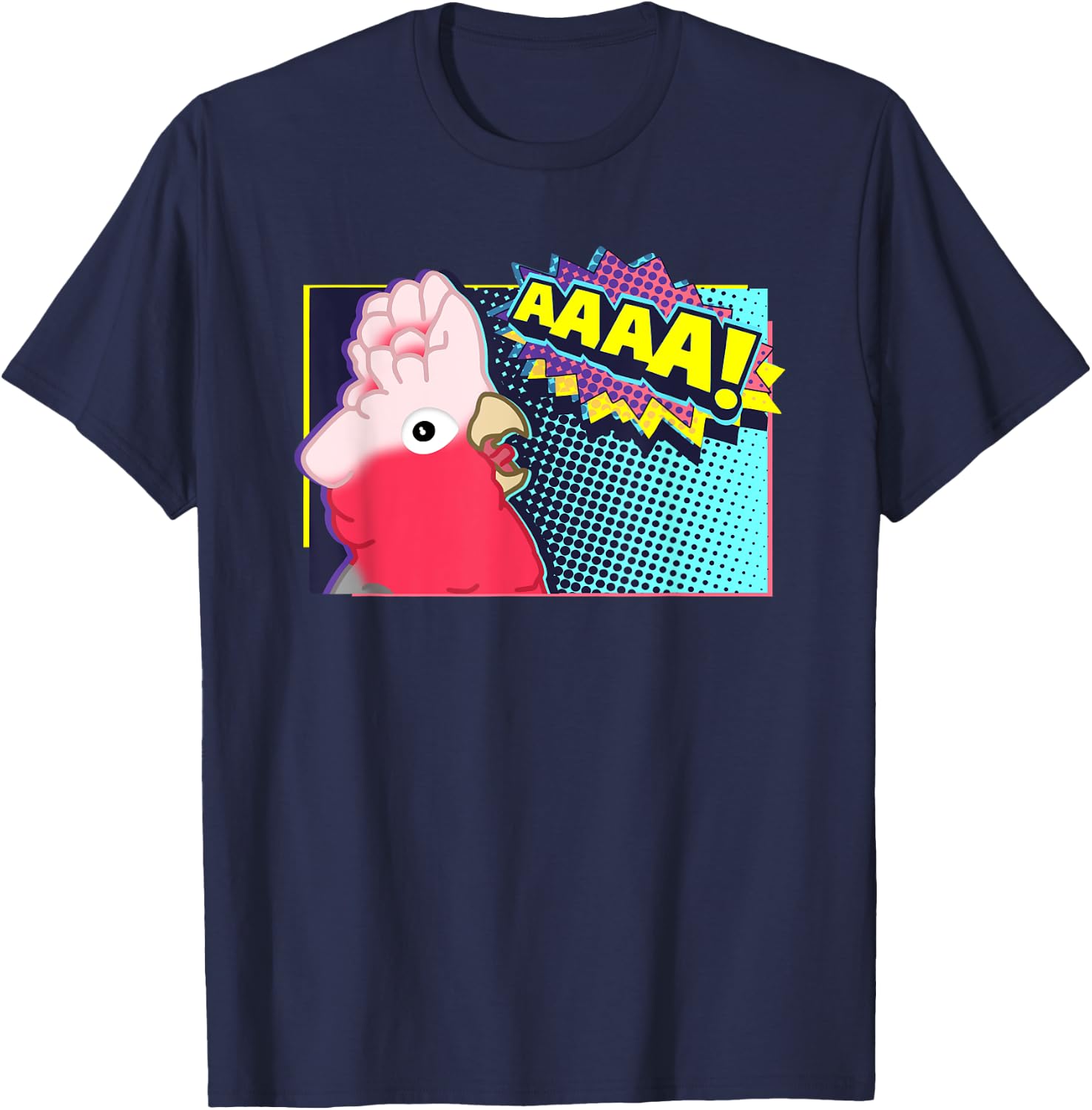 Screaming Galah Cockatoo Comic, Birb Memes, Funny parrot T-Shirt - T-Shirt | Navy