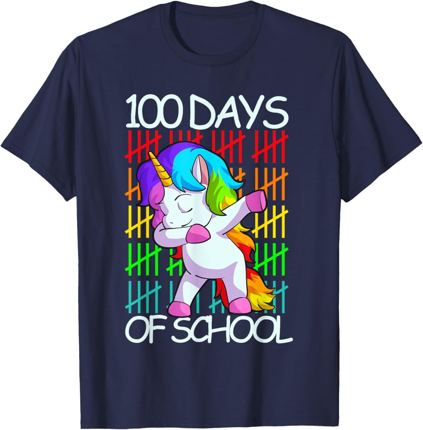 Happy 100 Days Of School Shirt Girls Unicorn Lover Gift T-Shirt - T-Shirt | Navy