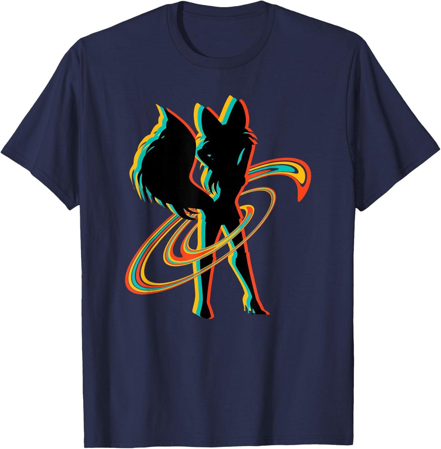 Retro Sexy Fox Anthropomorphic Furry Fandom Cosplay Fursona T-Shirt - T-Shirt | Navy