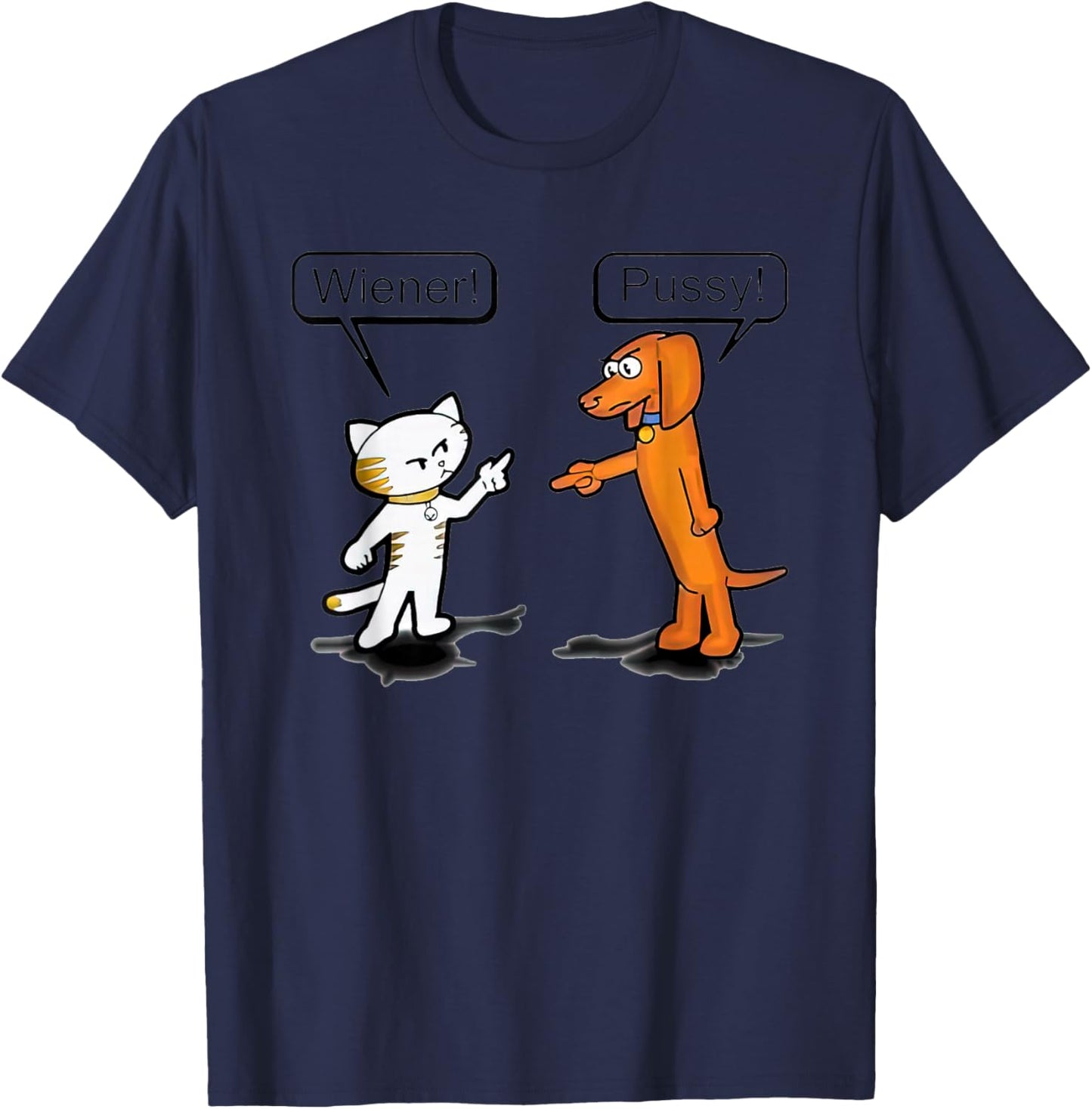 Cat Wiener Dog Pussy T-Shirt - T-Shirt | Navy