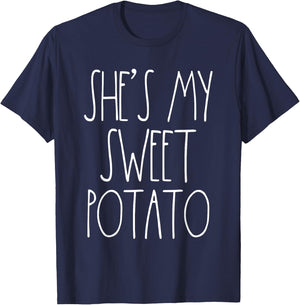 She's My Sweet Potato I Yam Set Couples Thanksgiving Shirts T-Shirt - T-Shirt | Navy