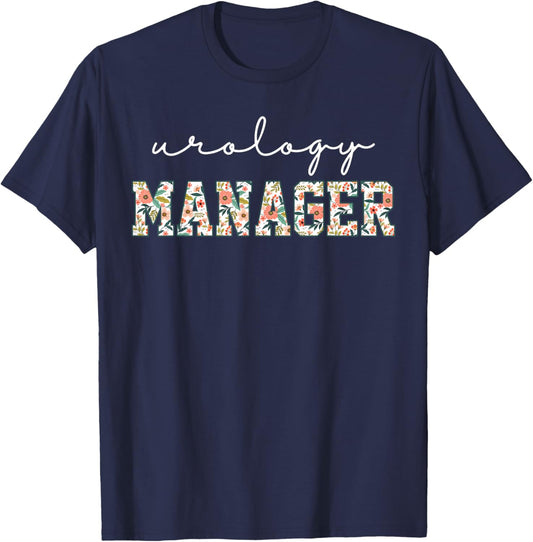 Retro Floral Urology Manager Urologists Nephrology Doctor T-Shirt - T-Shirt | Navy