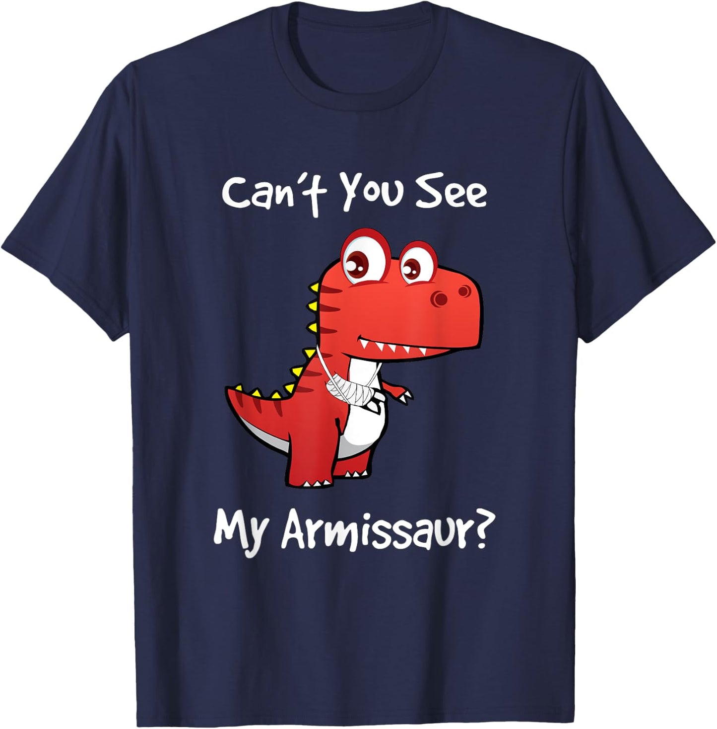 Funny Get Well Broken Arm Dinosaur with a Cast My Armissaur T-Shirt - T-Shirt | Navy