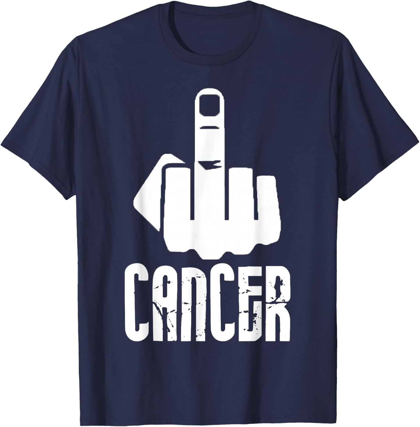 Fuck Cancer Middle Finger T-Shirt - T-Shirt | Navy