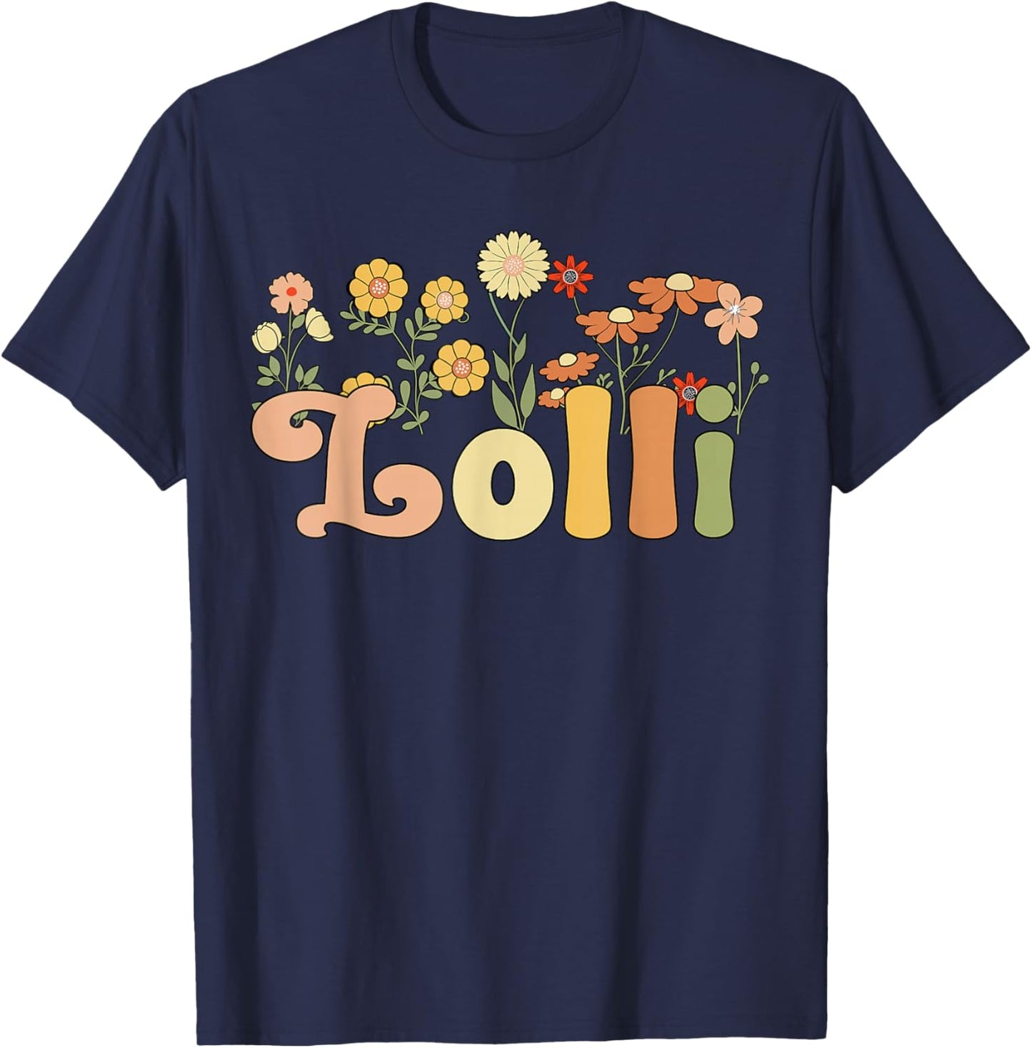 Groovy Lolli Grandmother Flowers Lolli Grandma T-Shirt - T-Shirt | Navy