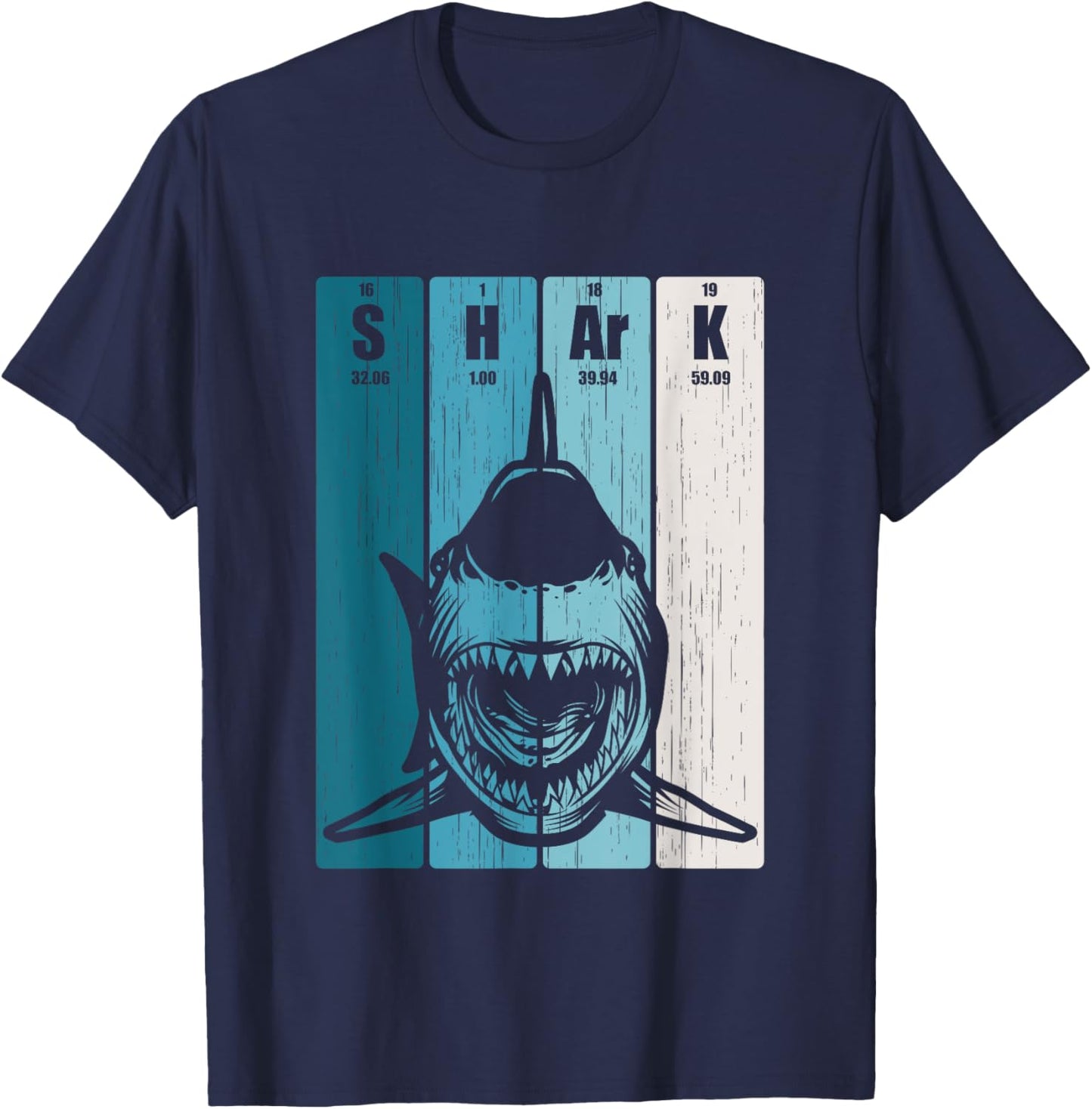 Funny Shark Periodic Table of Elements Shirt Shark Biologist T-Shirt - T-Shirt | Navy