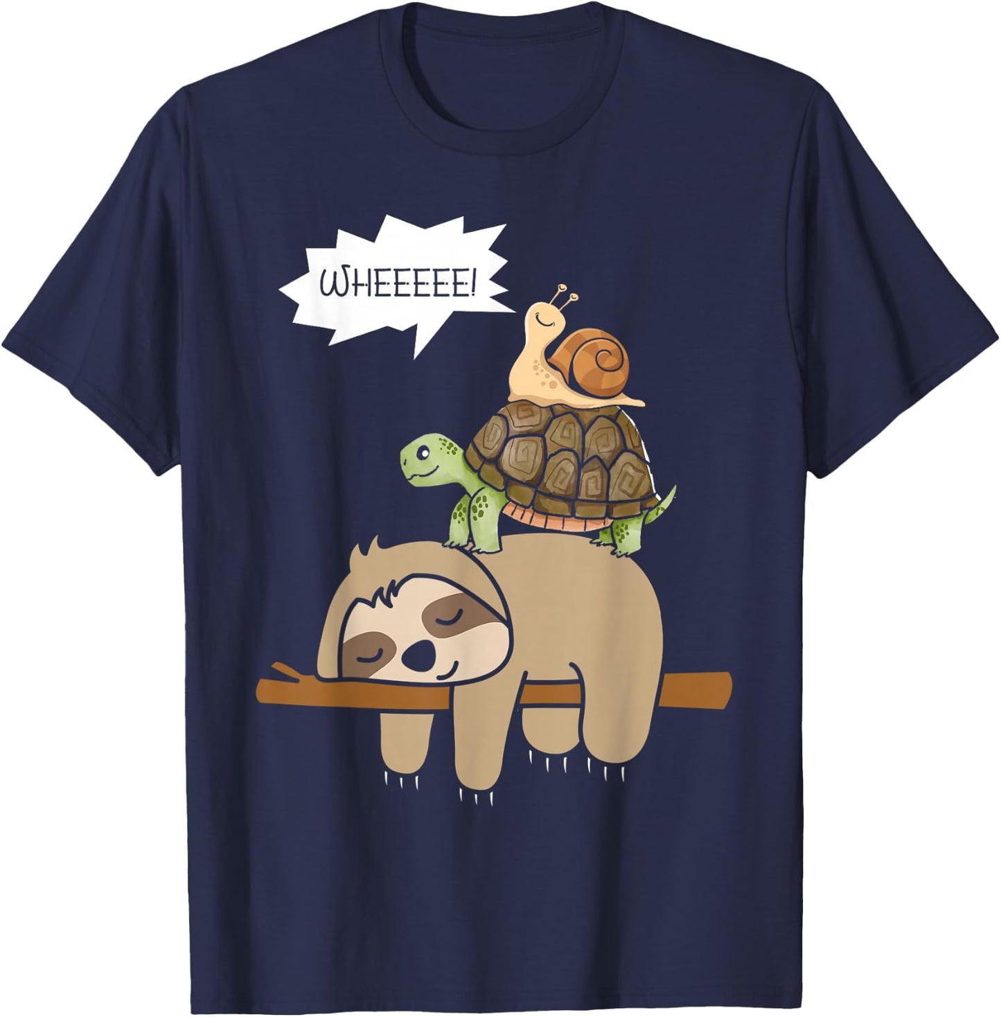Zoo Animals Gift Snail Turtle Sloth T-Shirt - T-Shirt | Navy