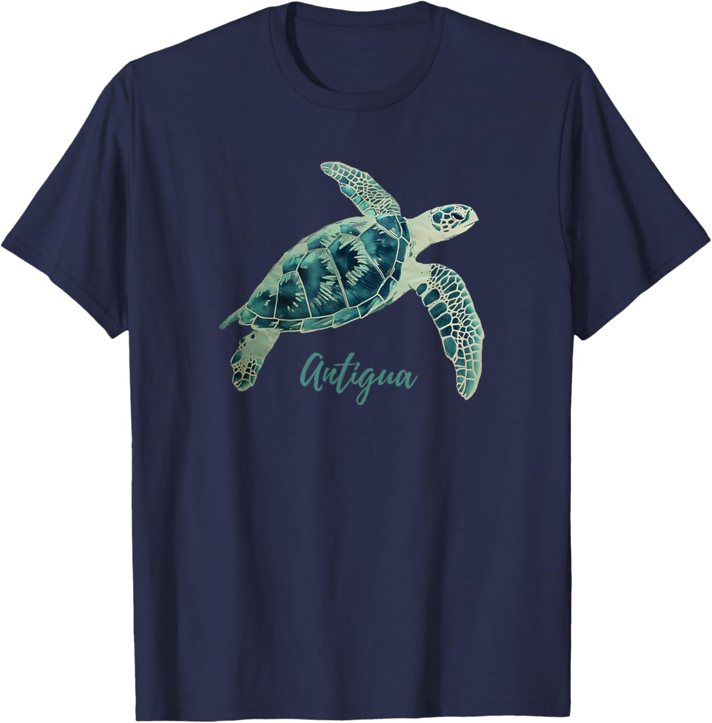 Antigua Barbuda Sea Turtle Scuba Diving Beach Travel Vintage Men Women T-Shirt - T-Shirt | Navy