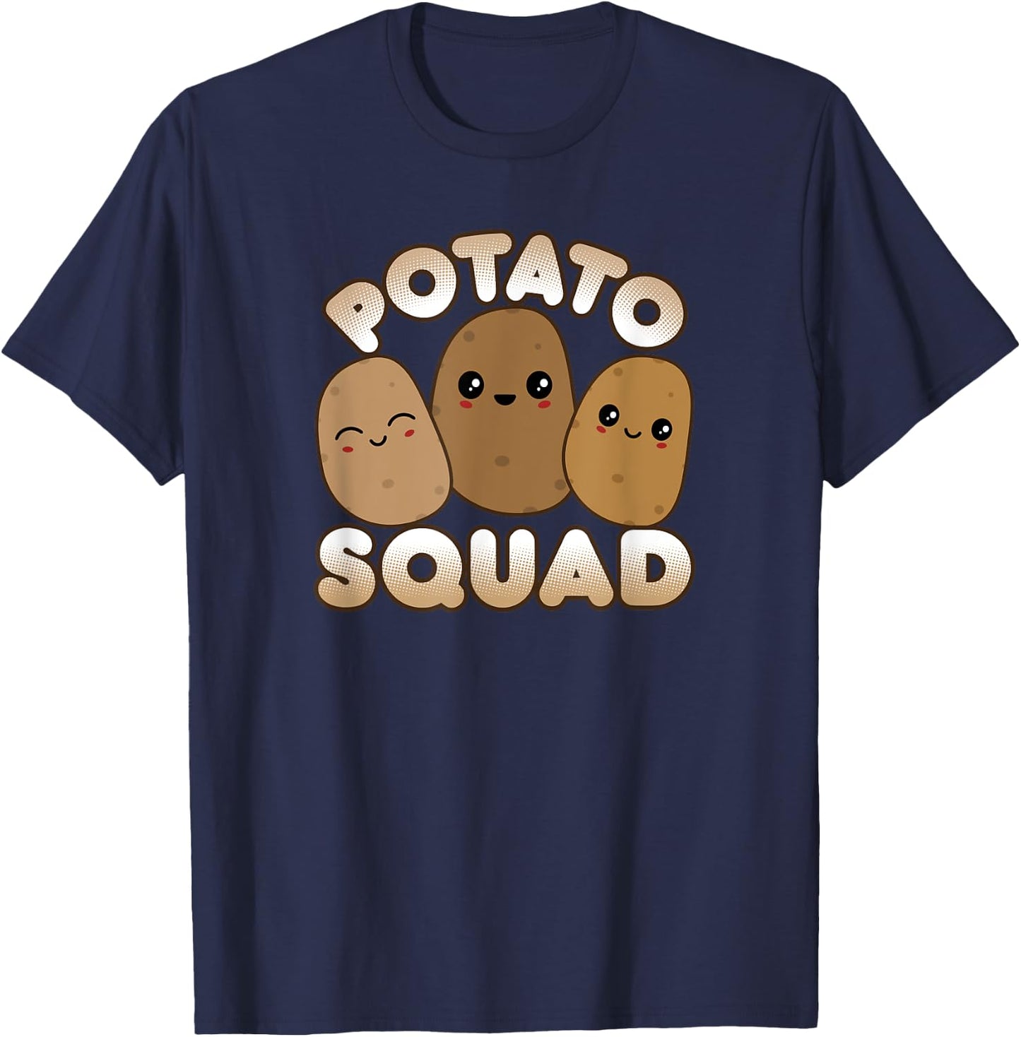 Funny Potato Gift Cute Kawaii Style Smiling Potato Squad T-Shirt - T-Shirt | Navy