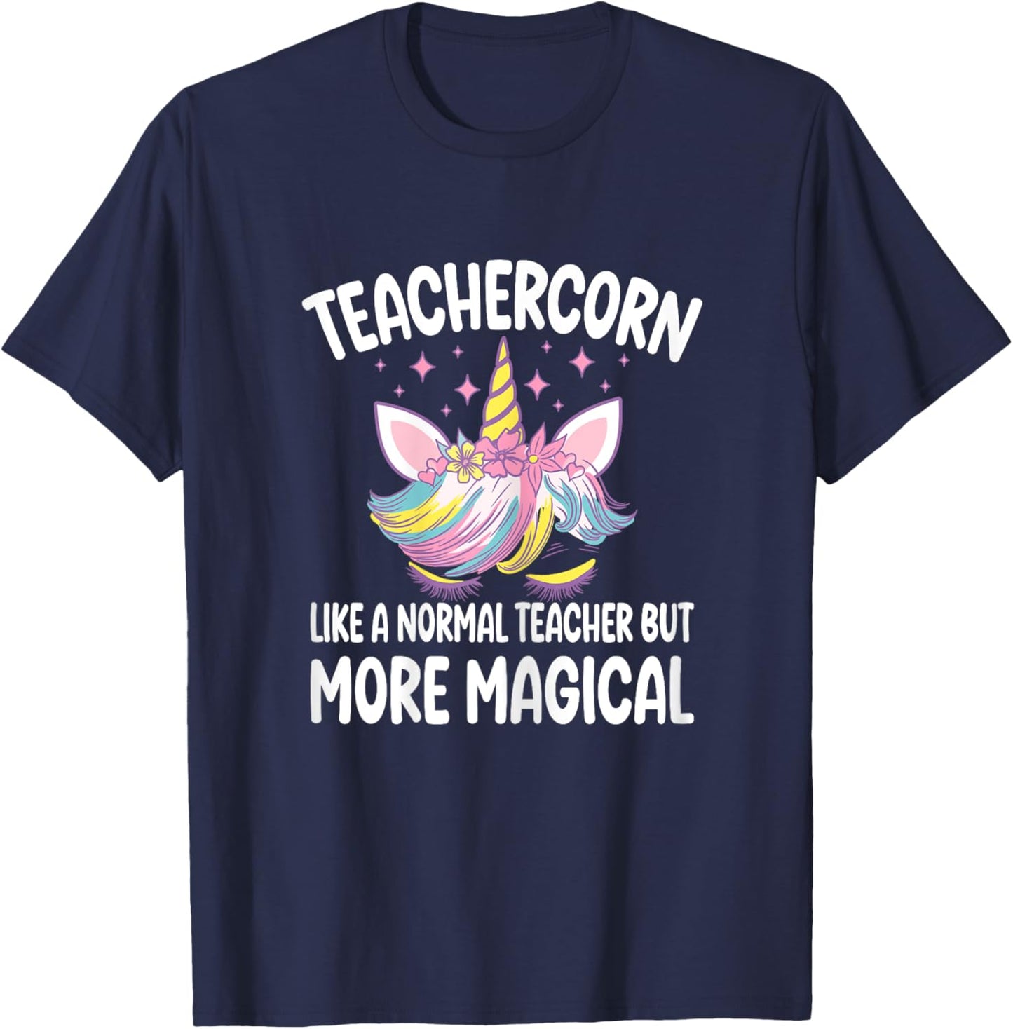 Teachercorn Funny Unicorn Teacher T-Shirt - T-Shirt | Navy