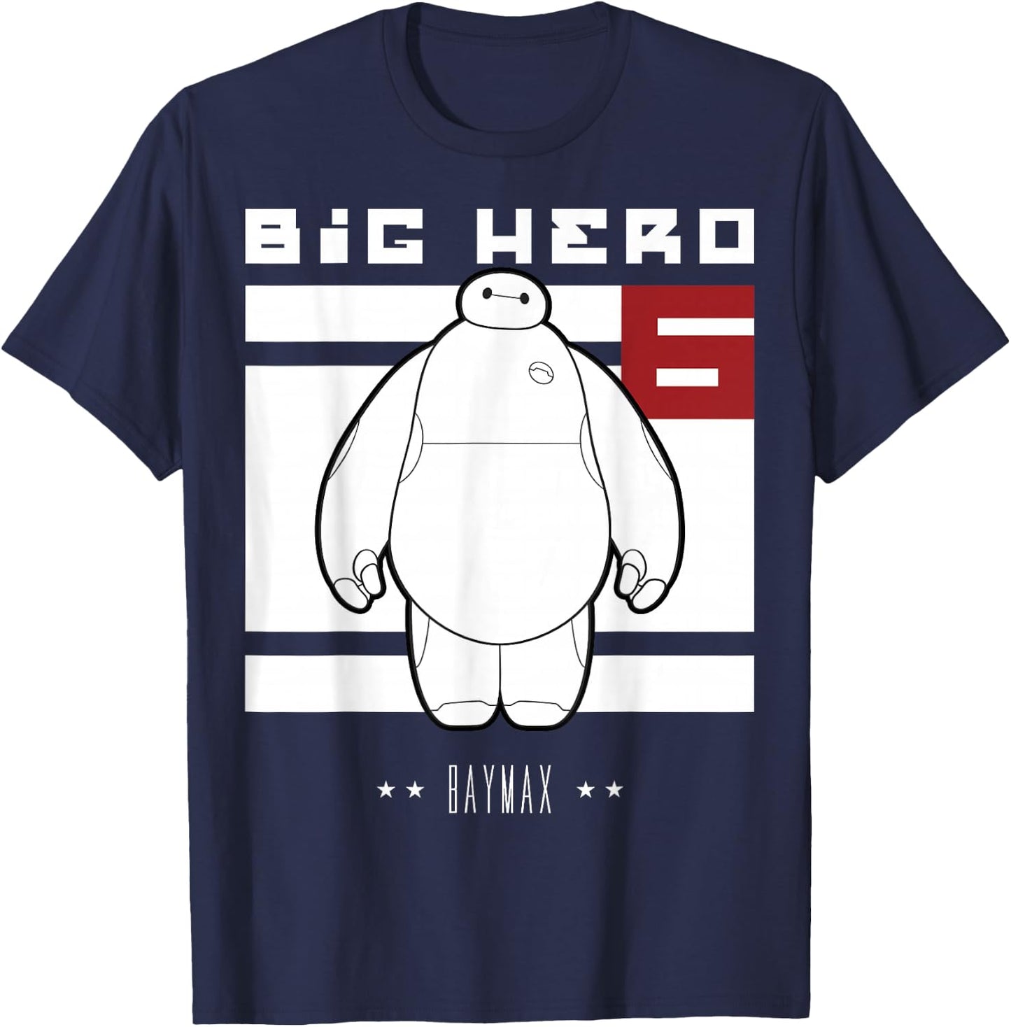 Disney Big Hero 6 Baymax All White Flag Poster T-Shirt - T-Shirt | Navy