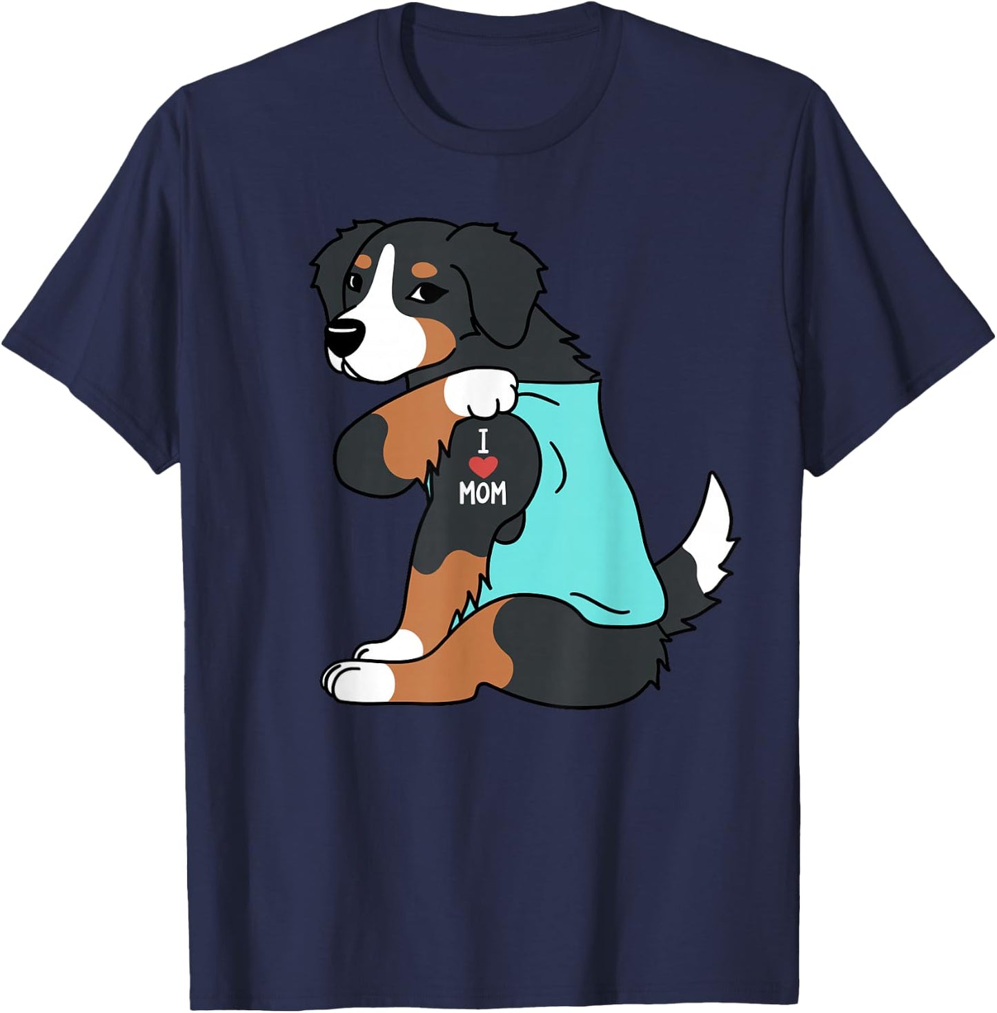 I Love Mom Tattoo Bernese Mountain Dog Funny Mother's Day T-Shirt - T-Shirt | Navy