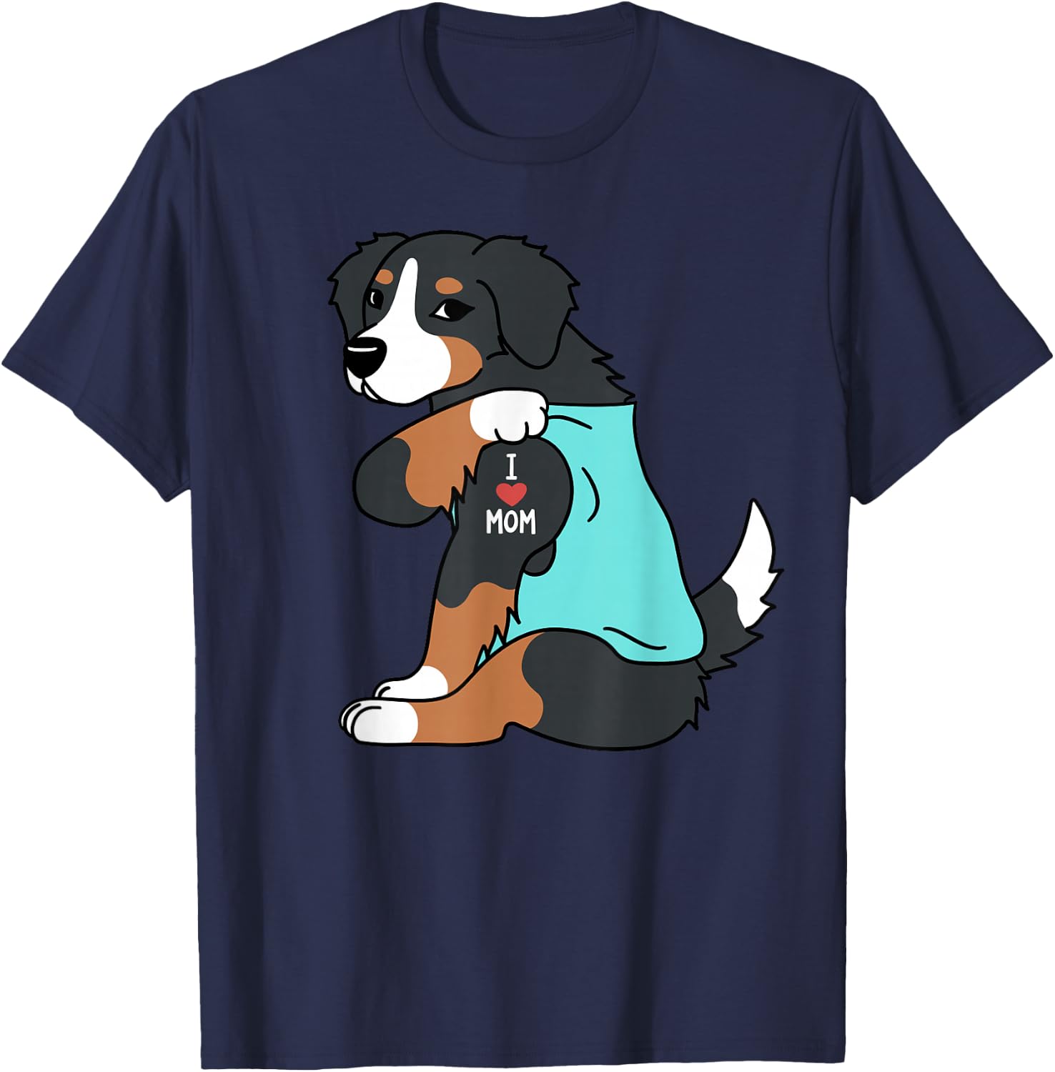 I Love Mom Tattoo Bernese Mountain Dog Funny Mother's Day T-Shirt - T-Shirt | Navy
