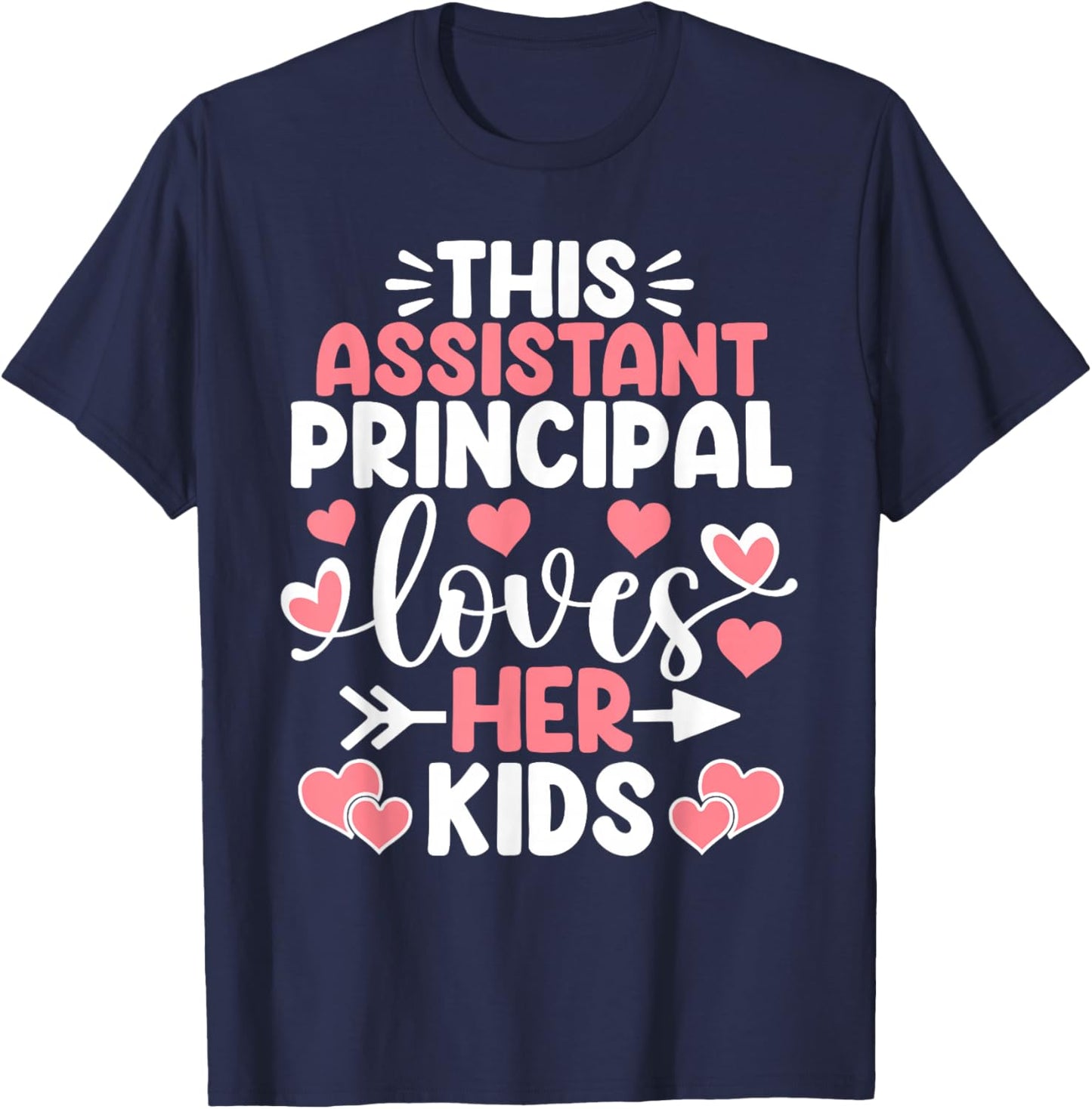 This Assistant Principal Loves Her Kids Valentine's Day T-Shirt - T-Shirt | Navy