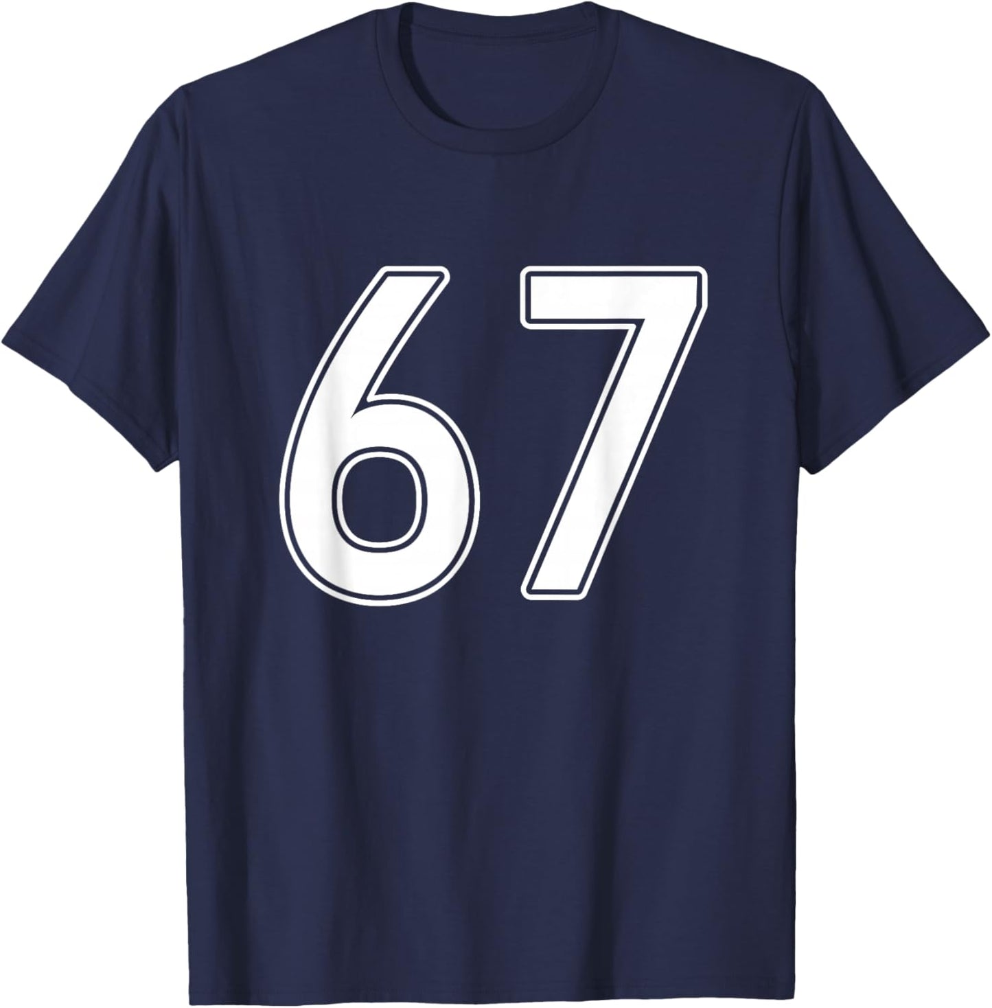 Number #67 White Sports Team T-Shirt - T-Shirt | Navy