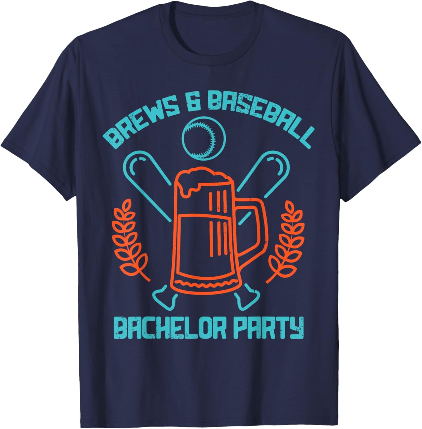 Brews & Baseball Bachelor Party, Best Baseball Fan or Player T-Shirt - T-Shirt | Navy