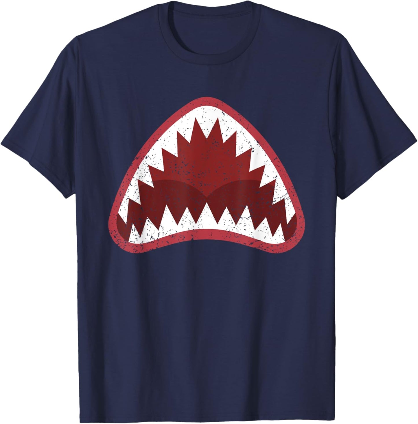 Shark with Open Mouth Distressed T-Shirt - T-Shirt | Navy