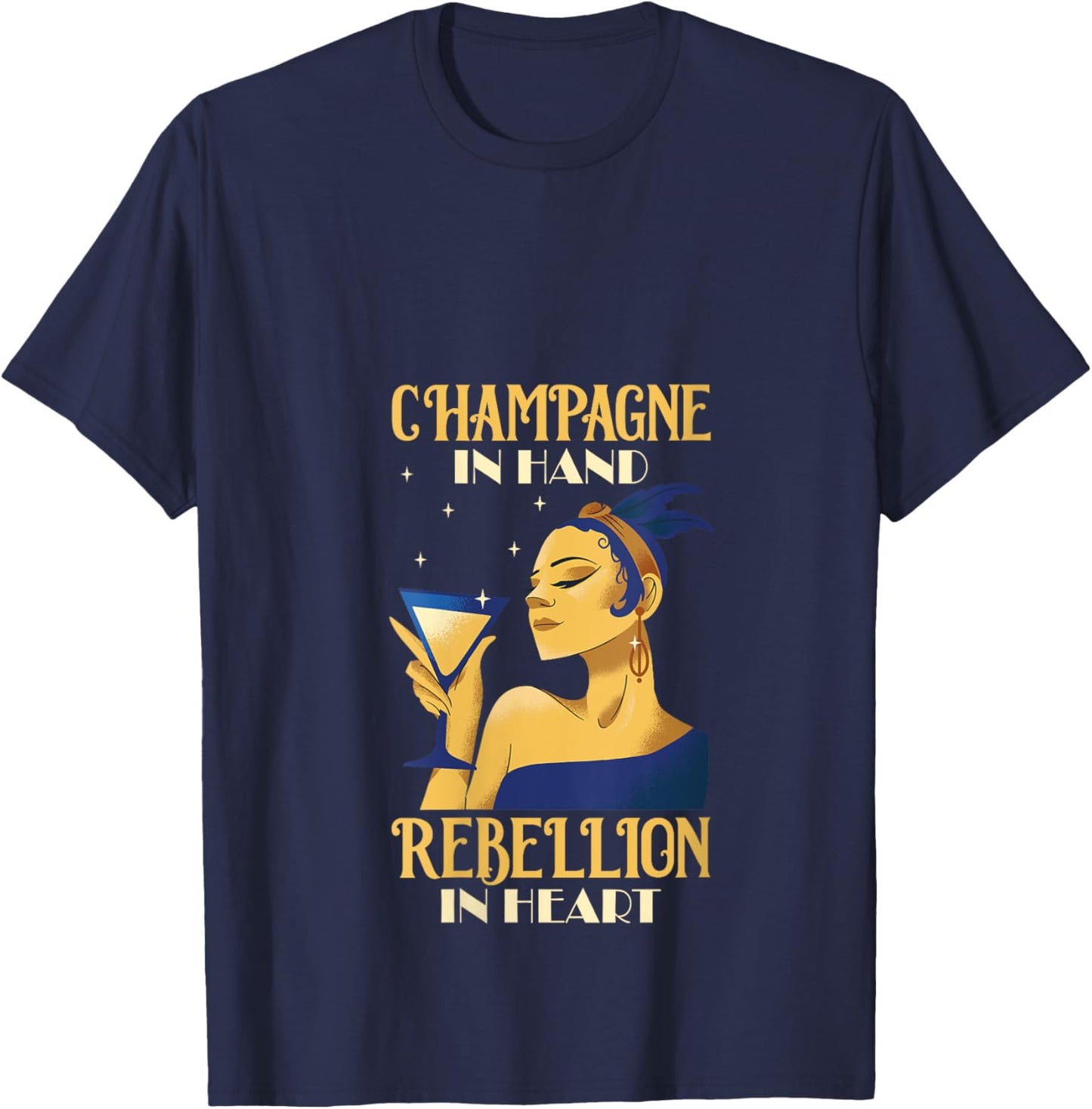 20s Themed Party Outfits Roaring 20s Flapper Dress Girl V-Neck T-Shirt - T-Shirt | Navy