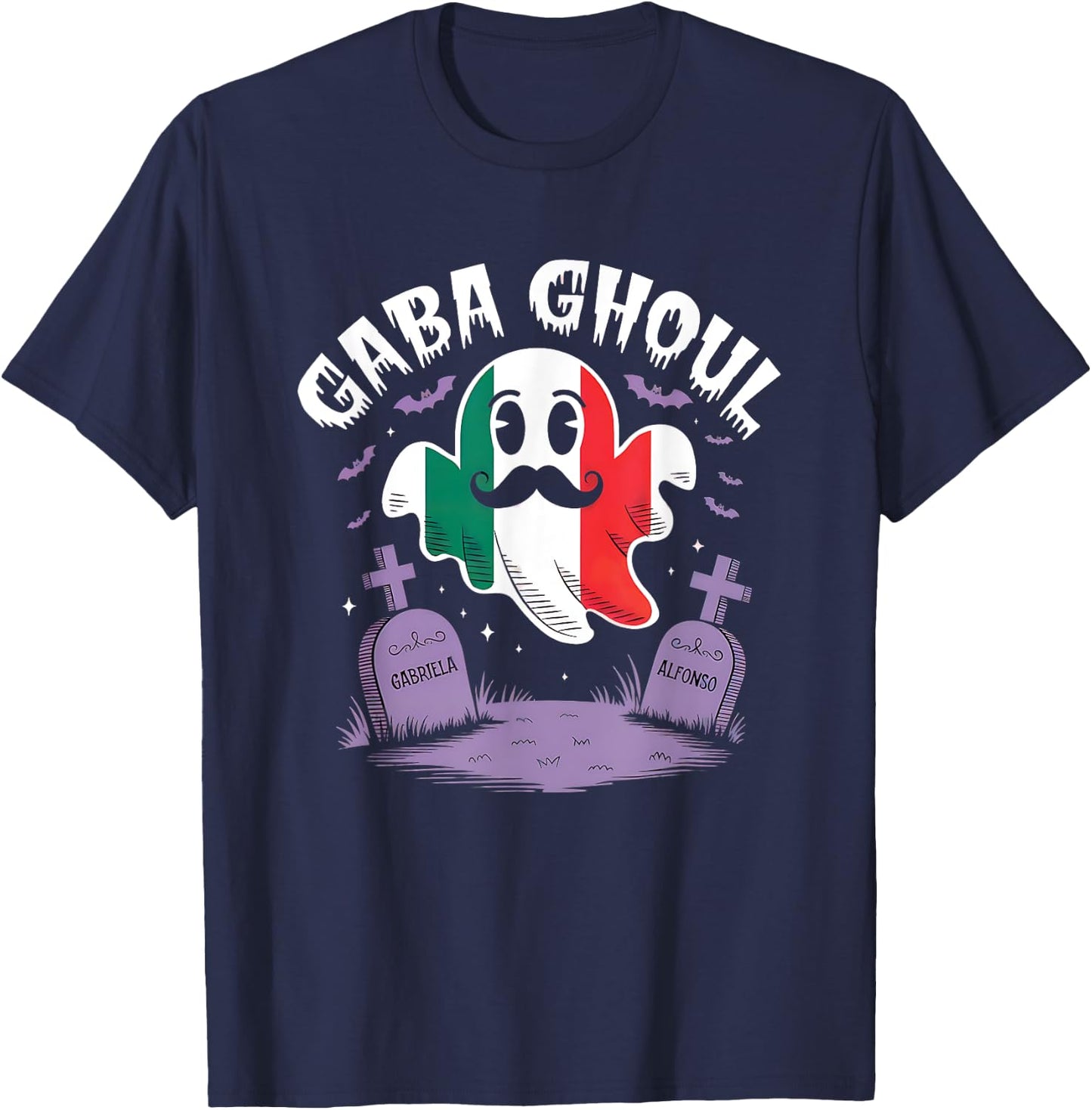 Halloween Graveyard Gaba Ghoul Ghost Funny Italian Gabagool T-Shirt - T-Shirt | Navy