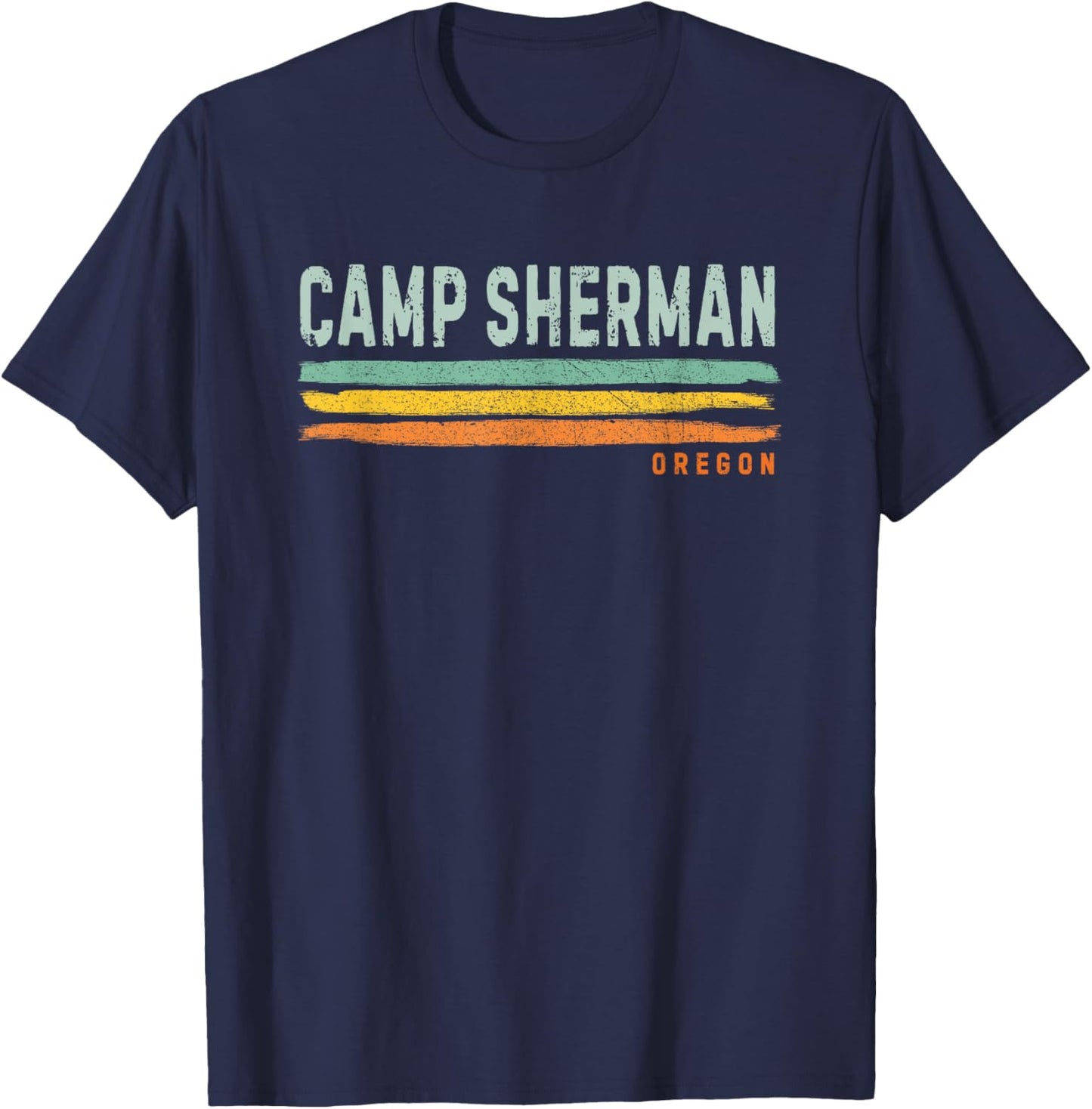 Vintage Stripes Camp Sherman OR T-Shirt - T-Shirt | Navy