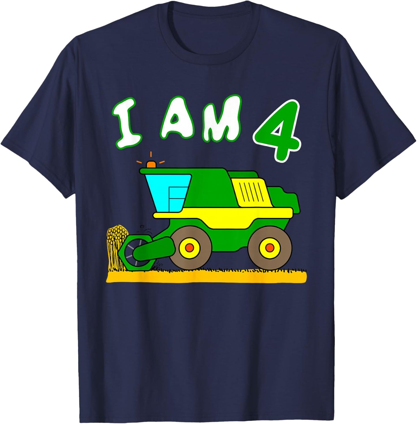 Combine Harvester Birthday 4 Year T-Shirt - T-Shirt | Navy