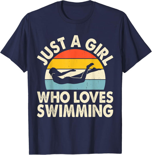 Just A Girl Who Loves Swimming T-Shirt - T-Shirt | Navy