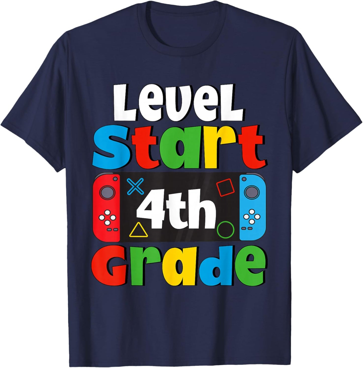 4th Grade Level Start First Day of 4th Grade Gaming T-Shirt - T-Shirt | Navy