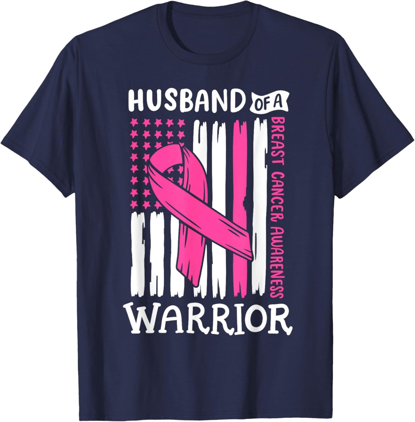 Breast Cancer Awareness Husband of A Warrior Support Squad T-Shirt - T-Shirt | Navy