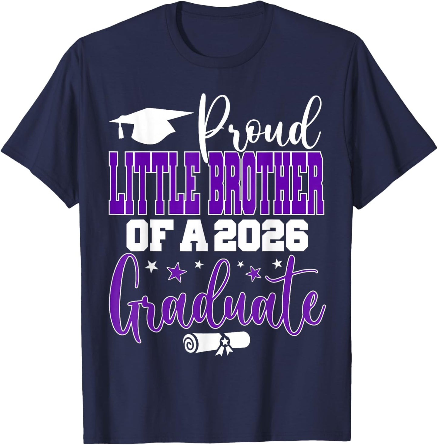 Senior 2026 Proud Little-Brother A Class of 2026 Graduate T-Shirt - T-Shirt | Navy
