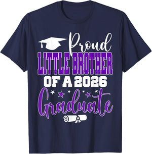 Senior 2026 Proud Little-Brother A Class of 2026 Graduate T-Shirt - T-Shirt | Navy