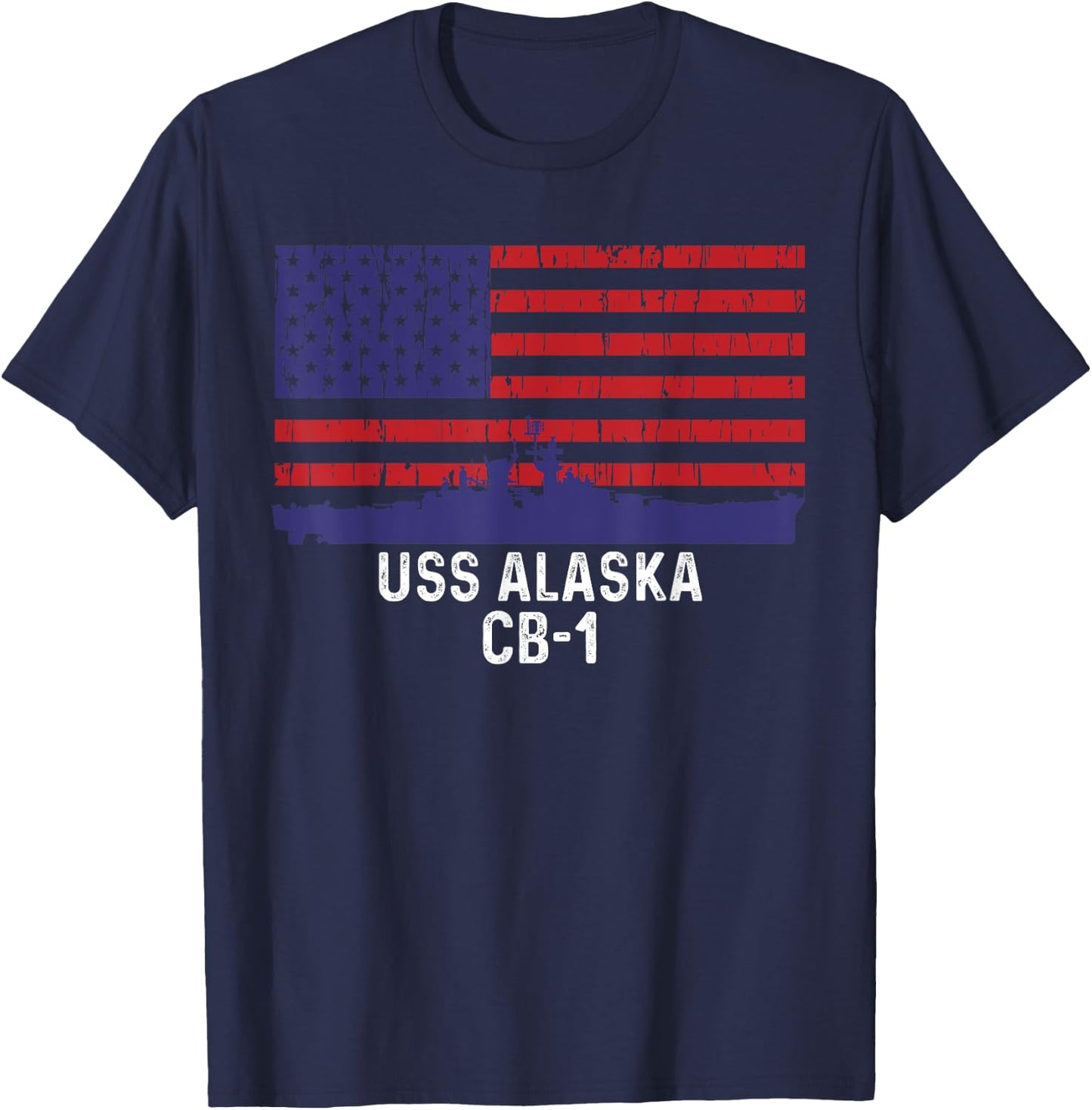 USS Alaska CB-1 Battleship Vintage American Flag Men T-Shirt - T-Shirt | Navy