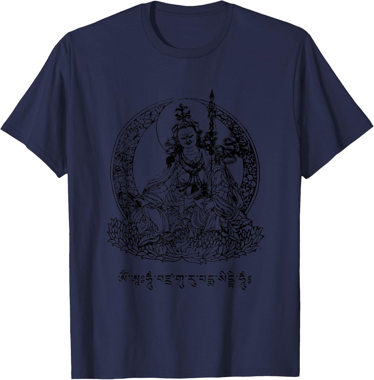 Padmasambhava Guru Rinpoche Tibetan Buddha Mantra Buddhist T-Shirt - T-Shirt | Navy