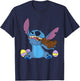Disney Stitch Eats Chocolate Bunny with Easter Eggs Funny T-Shirt - T-Shirt | Navy