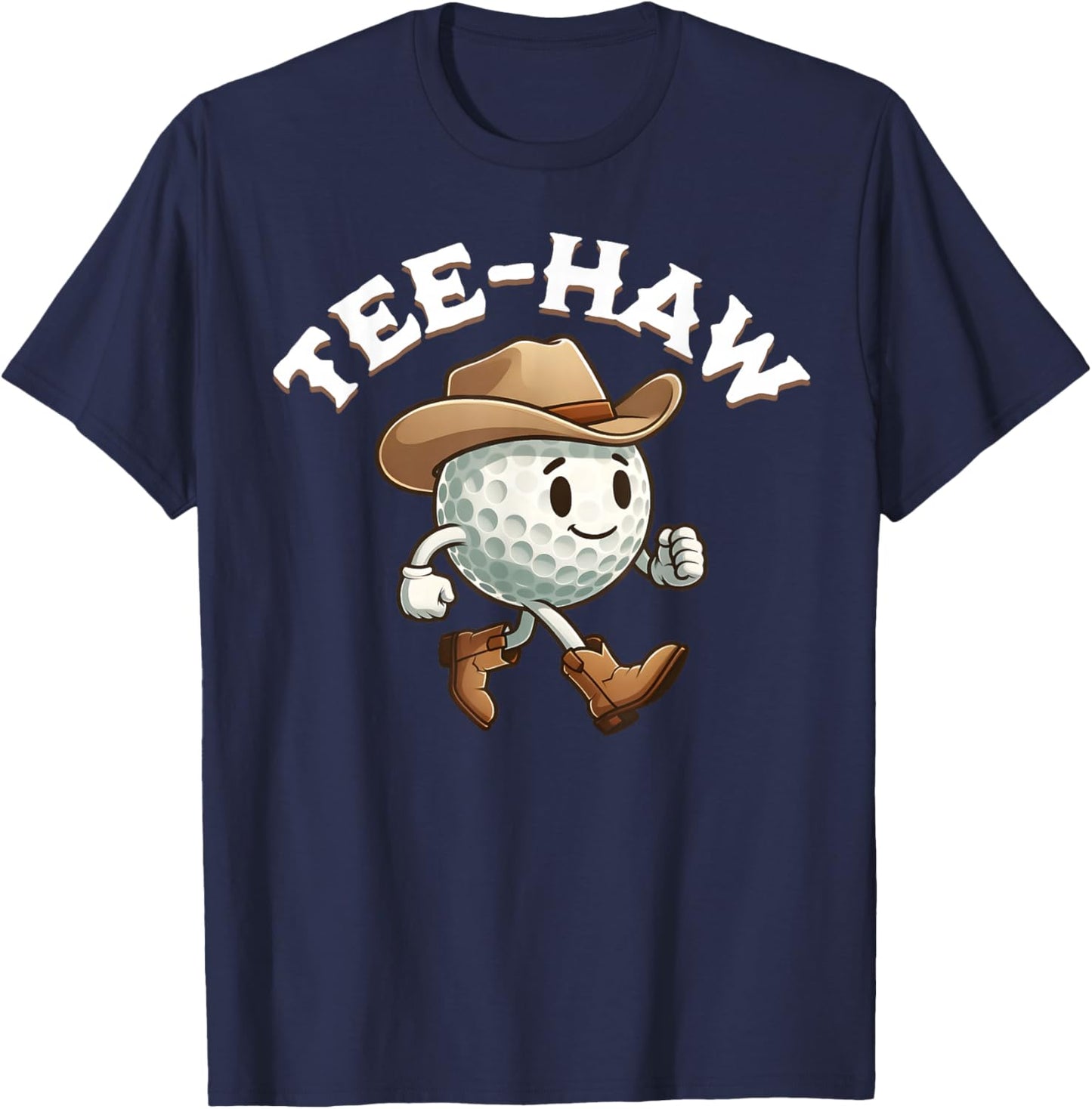 Western Haw Y'all Funny Golf Ball Cowboy Southern Retro T-Shirt - T-Shirt | Navy
