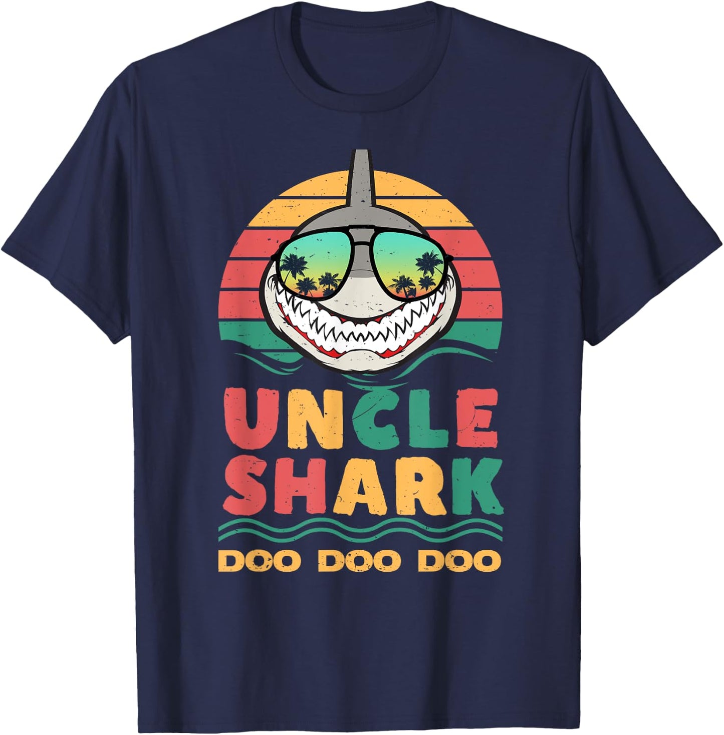 FAMILY 365 Uncle Shark Father's Day Papa Dad Uncle Men Gift T-Shirt - T-Shirt | Navy